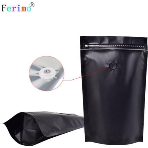 100pcs 18x29cm(7x11.4in) Black Metallic Mylar Heat Sealable Zip Lock Stand Up Pouch For Coffee Bean Herb Storage Packing Bags