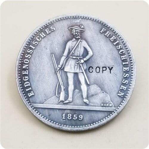 1859 Switzerland 5 Francs (Shooting Festival) COPY COIN FREE SHIPPING