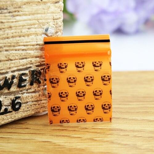 2.5x3.5cm 300PCS Thick Bag !Packing Bags ! Orange Skull Print Resealable Plastic PE Zip Lock Bags.thickness:0.2mm