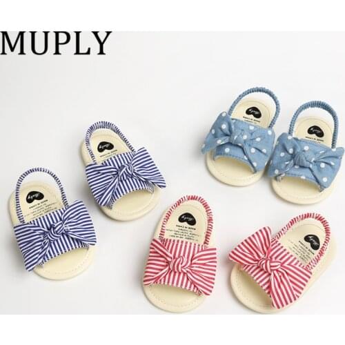 021 Baby Summer Clothing Kids Infant Baby Girl Shoes Bowknot Plaid Striped Floral Party Princess Beach Shoes