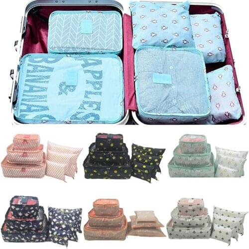 6Pcs Portable Travel Storage Bags Set Packing Cubes Pouches Luggage Organizer Clothes Suitcase Waterproof Home Organization New