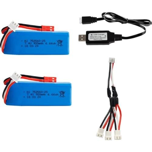 Battery with charger set for XK X520 XK X420 RC Airplane Spare Parts 7.4V 900mAh Lipo Battery JST Plug for WLtoy X520 helicopter