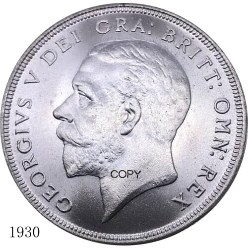 Great Britain 1930 Coin UK 1 Crown George V Cupronickel Plated Silver Metal China Casting Souvenir Collectible Copy Coins