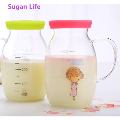 Sugan Life NEW Creative Cow Glass Creamer Cup 450ml Lovely Milk Jug Juice Tea Coffee Cup Clear Glass Mug Milk Frother Pitcher
