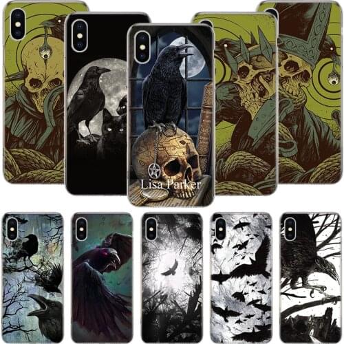 Crow Raven Dark Skull Phone Case For iPhone 11 12 Pro XS XR X Max 7 8 6 6S Plus Mini + 5 SE Pattern Customized Coque Cover Capa