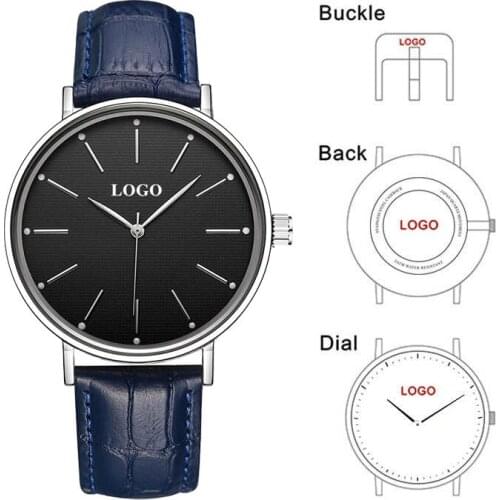 CL052 OEM Custom Anniversary Gift Engraved Men Watch Minimalist Luxury Wrist Watches Men With Leather Watch Strap