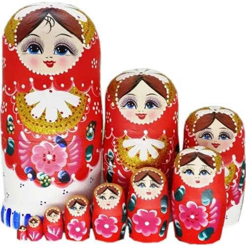 7pcs/set 20cm Wooden Matryoshka Russian Dolls Kids Toy Nesting Dolls Hand Painted Home Decoration Christmas Birthday Gifts