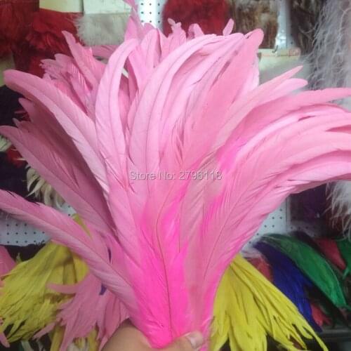 Cheap! 50 pcs 14-16"/35-40cm Pink Pheasant Chicken Rooster feathers for mask jewelry craft dress making bulk sale