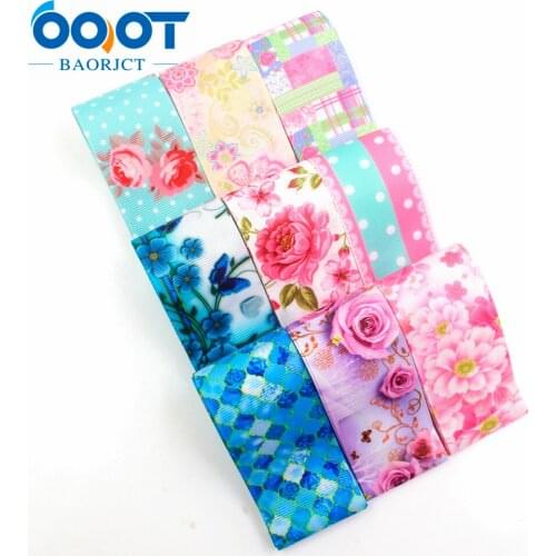 HH-1,1-1/2'' 38mm flowers Printed grosgrain ribbon,9yards DIY Hair Bow Wedding Festival Home Party Birthday Decorations