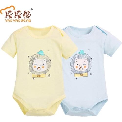 Baby Bodysuits 2PCS Baby Ropa Cotton Clothes Short Sleeve Cute Lion 6-18 Month Baby Jumpsuit Little Kids Summer Clothes Clothing