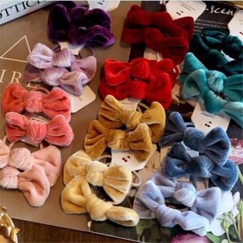 8pcs/Lot Retro Bowknot Elastic Hair Bands Charm Girls Hair Rope Cute Ponytail Holder Bow Hair Ties Children Hair Gum Scrunchies