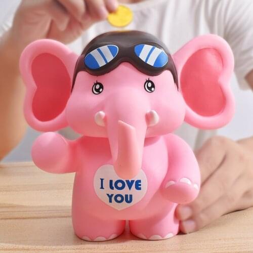 Eleplant coin bank box piggy bank figurine home decorations coin storage box holder toy child gift money box dog for kids