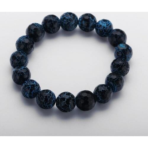 New Design Energy Bracelets Made By 12mm Beautiful Faceted Crackle Agat Bracelet bangle