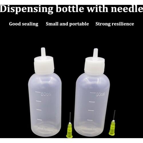 1Pc 50ml Transparent Plastic Needle Bottles Glue Dispenser Clear Liquid Dropper Bottle for Rosin Solder Flux Paste Bottle