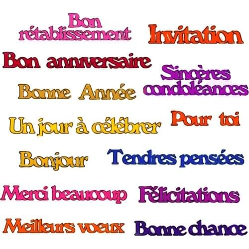 French Word Phrases Small Size Dies Metal Cutting Dies Stencil for DIY Scrapbooking Paper Cards Making Decorative Craft New 2019