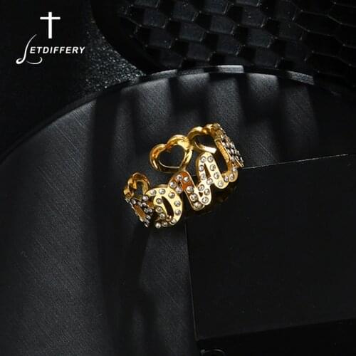 Letdiffery Custom Zircon Stone Geometric letters Heart Rings For Women Stainless Steel Wedding Luxury Engagement Jewelry Gifts