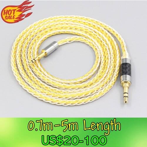LN007267 8 Core Silver Gold Plated Braided Earphone Cable For Creative live2 Aurvana Sennheiser PXC480 PXC550 mm450 mm550