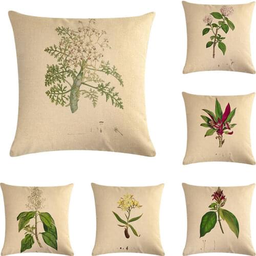 Green Herb Cushion Covers Linen Cotton Hazelnuts Poppies Rue Sour Cherries Seed Home Decor Garden Gifts Throw Pillow Cases ZY39