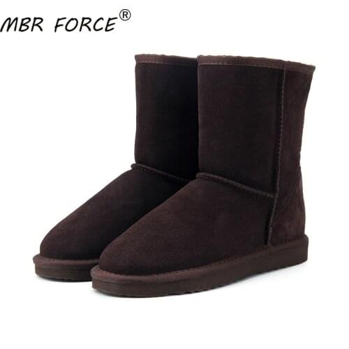 MBR FORCE 2020 Women Boots Winter Warm Genuine leather suede winter snow boots for women real Mid-Calf Boots winter for Girl