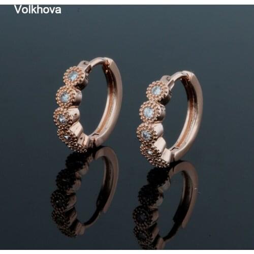 Fashion Round Plant Earrings Circle 585 Rose Gold Color Hoop Earrings Unique Micro-inlaid AAA Zircon Earring For Women