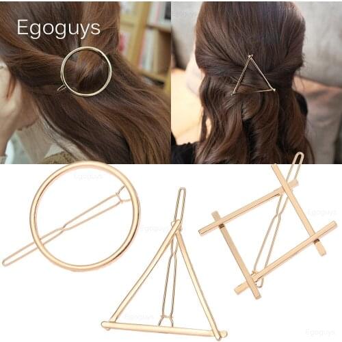 Girls Fashion Metal Hair Clip Women Vintage Geometric Hairpins Barrettes Hair Styling Tools Square Triangle Heart Wing Moon Leaf