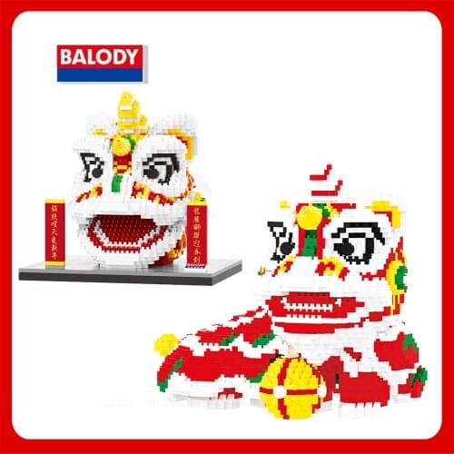 Balody 16157 16223 Chinese Traditional Folk Art Model Set Lion Dance Building Micro Mini Blocks China Building DIY Brick Toys