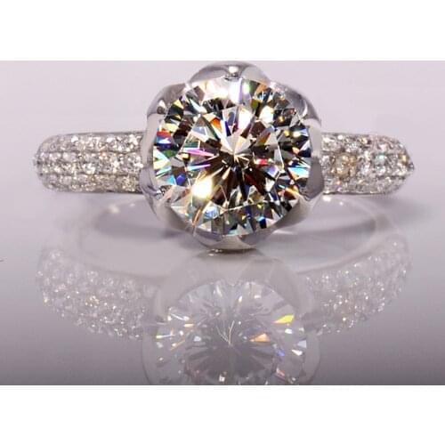 Wholesale 3 carat flower shaped Simulated stone Wedding rings, women ring, solid silver ring,Engagement ring