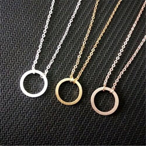 Wholesale 10piece Stainless Steel Dainty Circle Round Necklace For Women Karma Jewelry Gold Silver Color collar Mom Sister Gifts