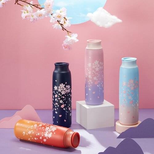 Creative water bottle ins original gradient portable gradient female creative cup gift stainless steel vacuum flask