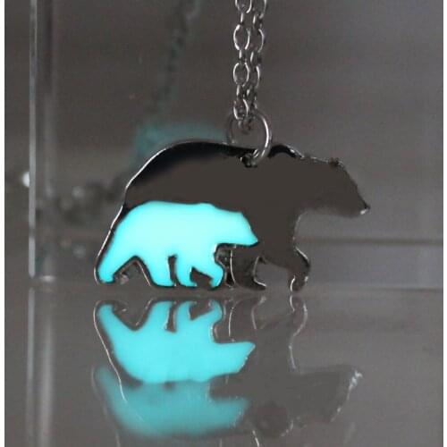 Glowing bear mama Necklace GLOW in the DARK Pendants & Necklaces women girls gift Sweater chain mama bear