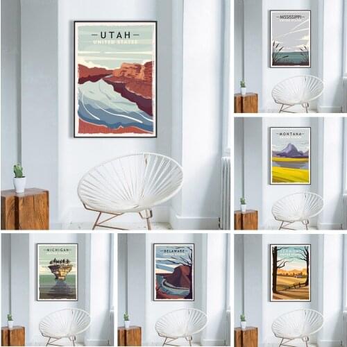 Landscape Modular Picture Nordic Mountain River Tree Canvas Painting Poster Decoration Home Wall Art Living Room No Frame Prints