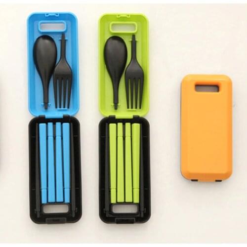 Portable Travel Dinnerware Set Korean Stylish Tableware Folding Cutlery Fork Chopsticks Set For Kids