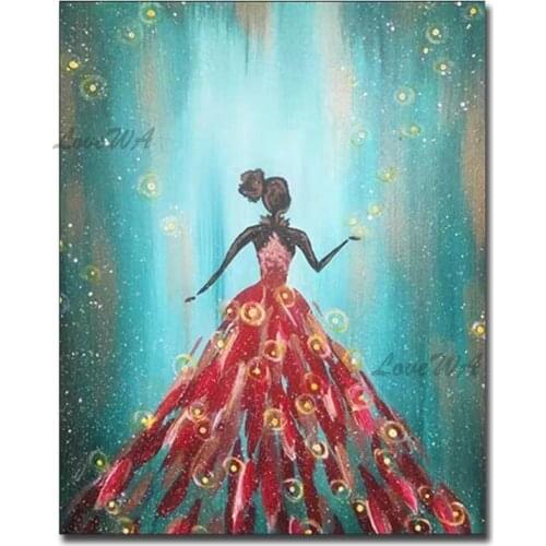 Hand-painted Abstract African Sexy Woman Oil Painting Picture Wall Art Unframed Figure Paintings Art Living Bedroom Decoration