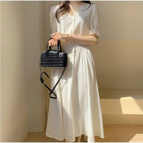 S-L 2020 New New Summer Dress Girls Boho Party Female Vintage Dress white short Sleeve Women Dresses long Robe Vestido