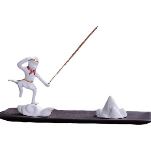 Monkey Incense Stick Holder Ceramic Craft Vintage Burner Stick for Gift Living Room Yoga Decoration Office Table Indoor Ornament