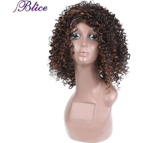 Blice Synthetic African American Wig For Women Medium Curly Wig 14" 100% Kanekalon Synthetic Wig Mixed Color #FT2/33 Available