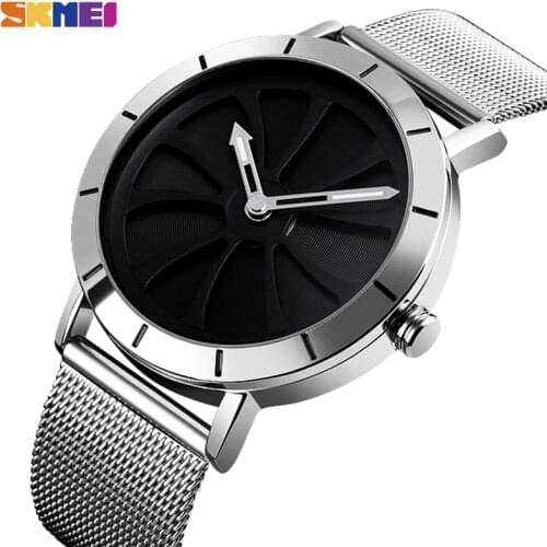 SKMEI Band Fashion Quartz Watch Men Stylist Personality Design Simple Stainless Steel 3Bar Waterproof Luminous montre homme