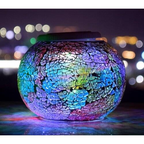 Glass Colorful mosaic Outdoor Solar Lights Sunlight Jar Colorful Creative Garden Yard Decoration Solar Landscape Lighting
