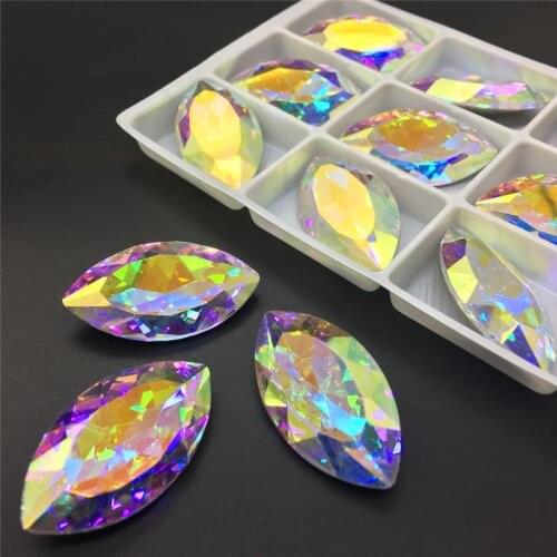 TopStone K9 AB Crystal Navette Crystal Fancy Stone K9 Glass Horse Eye Marquise Beads Quality Jewelry Making