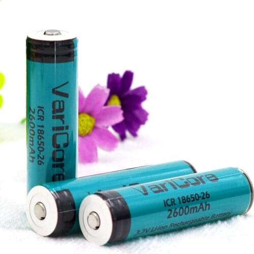 VariCore Protected 100% Original 18650 ICR18650-26 2600mAh Li-ion Rechargeable Battery +PCB 3.7V For Flashlight batteries