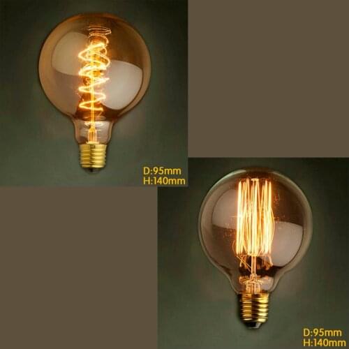 40W/60W G95 vintage edison bulb Tungsten 220V-240V E26/E27 antique edison bulb