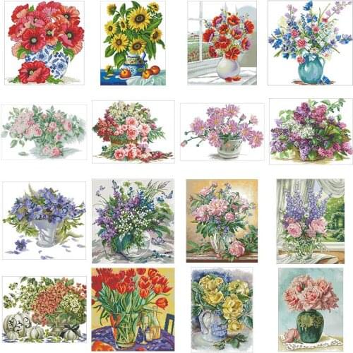 Blooming flowers patterns Counted Cross Stitch 11CT 14CT 18CT DIY Cross Stitch Kits Embroidery Needlework Sets home decor