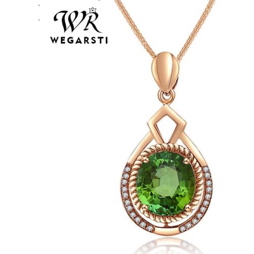 Women 925 Sterling Silver Gemstone Oval Cut Pendant Necklace With Round Cut Created Emerald Necklace Gift For Girlfriend