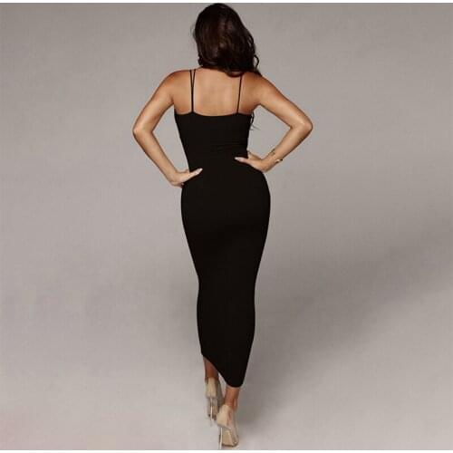 2020 Sexy Deep V Maxi Dress Women Spaghetti Strap Sleeveless Backless Bodycon Long Dresses Summer Elegant Vestidos Robe Femme