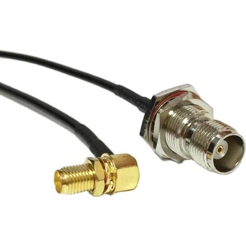 1pc New TNC Female Jack nut To SMA Female Jack Right Angle Connector RG174 jumper Cable 20CM8" Adapter Wholesale Fast Ship
