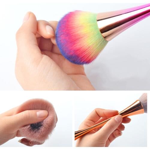 1Pc Aluminum Handle Nail Soft Dust Cleaner Cleaning Brush Acrylic UV Gel Powder Removal Manicure Tools 6 Colors