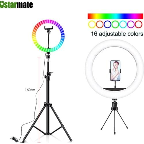 10 inch Dimmable RGB LED Selfie Ring Fill Light Photo Ring Lamp With Tripod For Makeup Video Live lamp for Tiktok Youtube Live