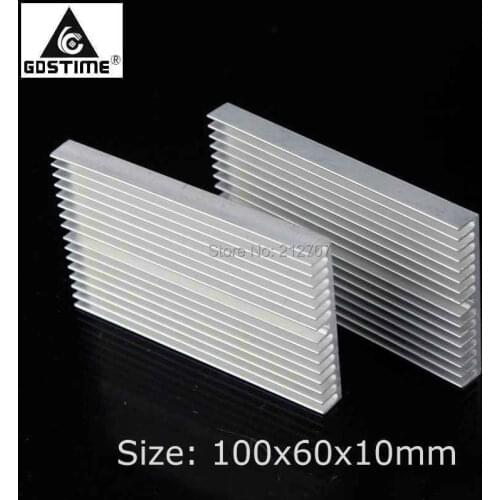 10PCS Gdstime Aluminum Heatsink 100x60x10mm Cooling Radiator Cooler 100mmx60mmx10mm