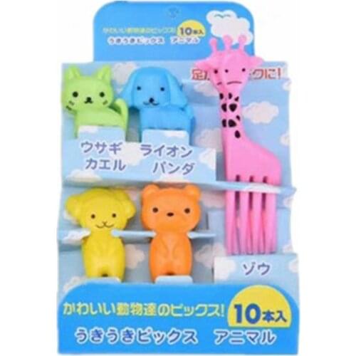 10pcs/Set Animal Farm Fruit Fork Mini Cartoon Children Dessert Snack Fruit Food Picks Forks Bento Lunch Box Decor