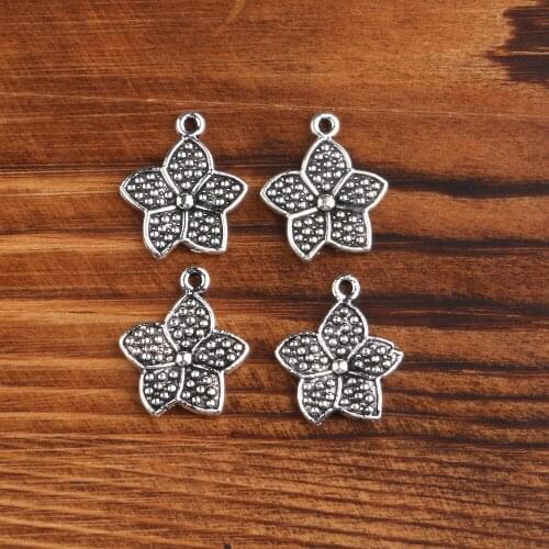 Antique Silver Color, 10PCS Zinc Alloy Flower-shaped Metal Pendant, Charms for Jewelry Making, Handmade DIY Necklace Accessories